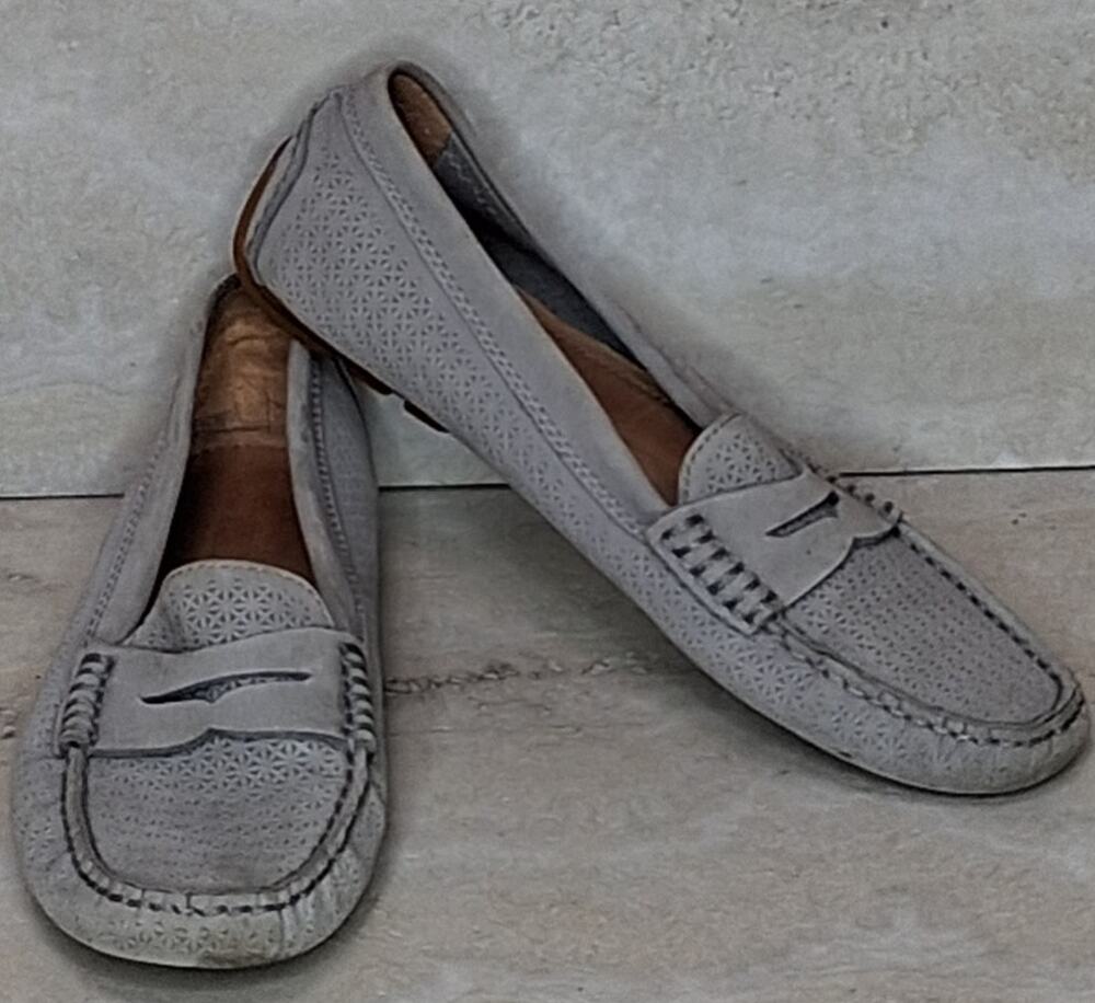 Ladies Lauren Ralph Lauren Camila Driving Moccasin Penny Loafer Gray Suede Sz 7